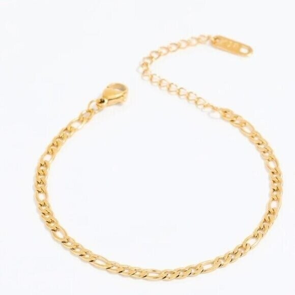 Gold Chain Bracelet Figaro Chain Non-tarnish & Waterproof Gold Chain Bracelet - Picture 3 of 9